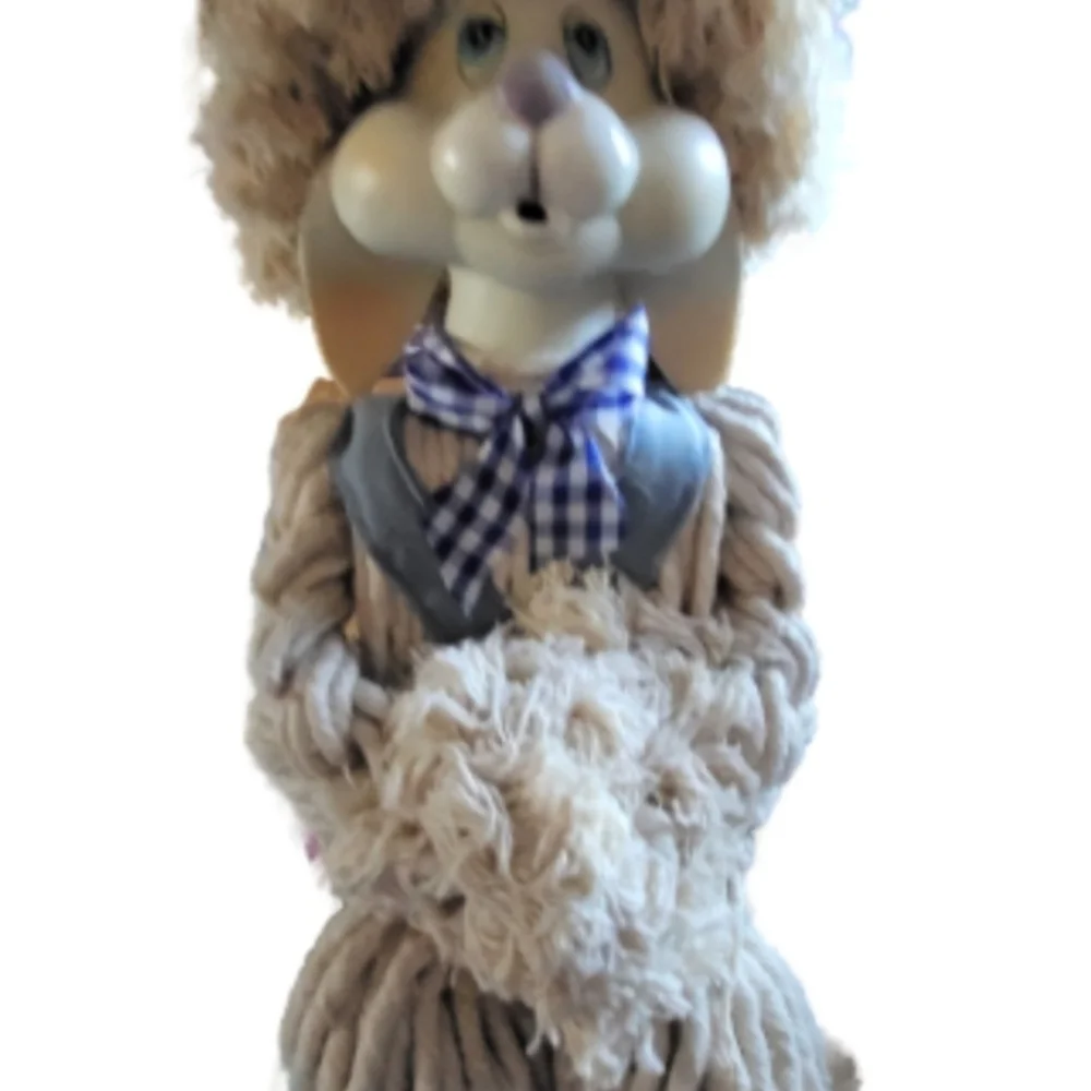 VTG Cottage Core Mop Bunny Rabbit Shelf Sitters Ceramic Head House of Lloyd .  *